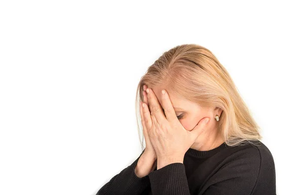 Perturbada Mulher Idosa Estressada Com Transtornos Mentais — Fotografia de Stock