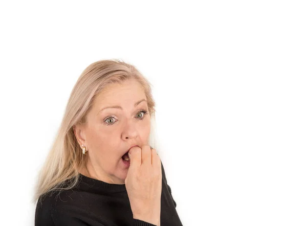 stock image Upset stressed old woman with mental disorders.