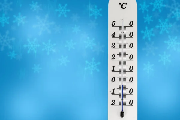 Температура Термометре Ниже Нуля Зимняя Концепция — стоковое фото