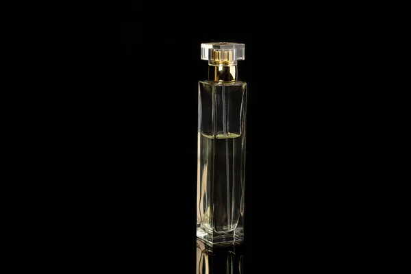 Half Full Woman Perfume Black Background — Stock Photo, Image