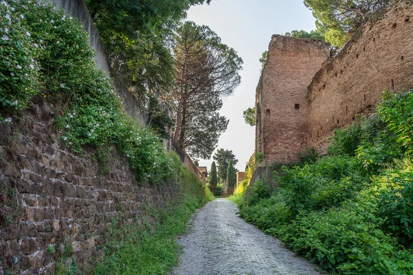 Αρχαία Πράσινη Γραμμή Στο Clivo Rocca Savella Στη Ρώμη Ιταλία — Φωτογραφία Αρχείου