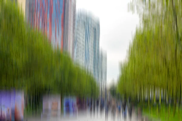 Modern residential area with a green trees in Europe. Blur for background
