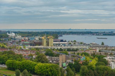 Amsterdam panoramik manzarası A 'dam gözcü kulesinden