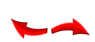 Kırmızı kıvrımlı 3D oklar sola ve sağa. Ne tarafa gideceğiz? # Döner ve döner # # Bir adam yaşar #