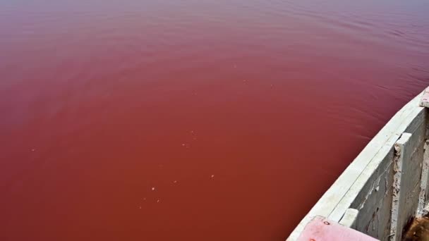 Czerwona Woda Jeziorze Retba Niedaleko Dakaru Senegal — Wideo stockowe