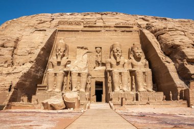 View of the entrance to Abu Simbel Temple near Aswan, Egypt clipart