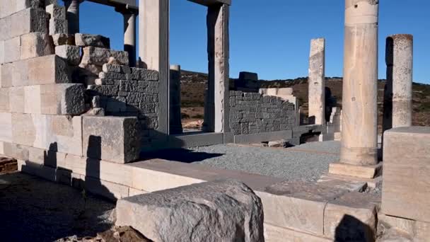Pohled Demeterův Chrám Naxosu Řecko — Stock video