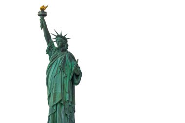 Close-up view of Statue of Liberty on Liberty Island in New York isolation on white background. USA. clipart
