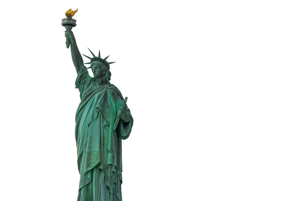 白い背景にニューヨークの自由の島の自由の女神像のクローズアップビュー アメリカ — ストック写真