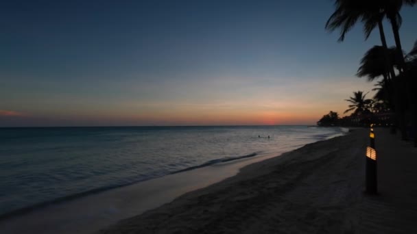 Pôr Sol Incrível Vista Praia Hotel Ilha Aruba Caraíbas — Vídeo de Stock