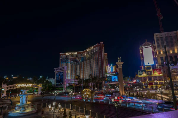 Prachtig Kleurrijk Landschap Uitzicht Las Vegas Strip Donkere Nacht Hemel — Stockfoto