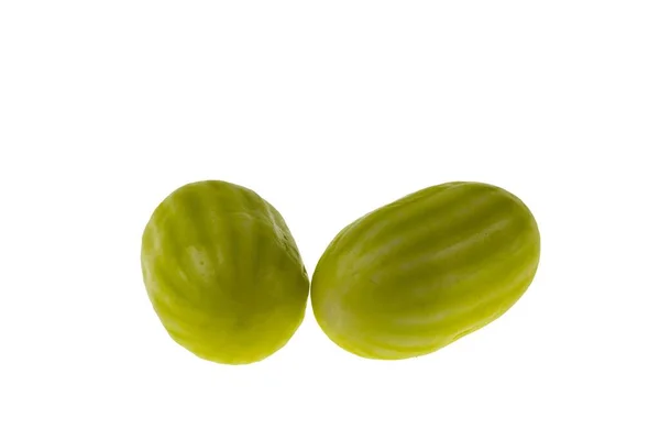 Vista Ravvicinata Della Gomma Masticare Melone Isolata Sfondo Bianco — Foto Stock