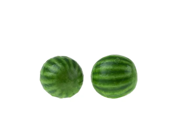 Close Uitzicht Watermeloenen Bel Kauwgom Geïsoleerd Witte Achtergrond — Stockfoto
