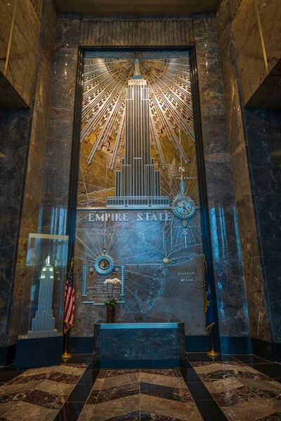 Wnętrze Hali Wejściowej Empire State Building Nowy Jork Stany Zjednoczone — Zdjęcie stockowe
