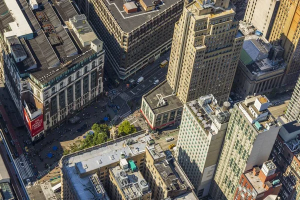 stock image Beautiful view of store Macy's with 86th floor of Empire State Building in Manhattan New York. USA. 09.21.2022.