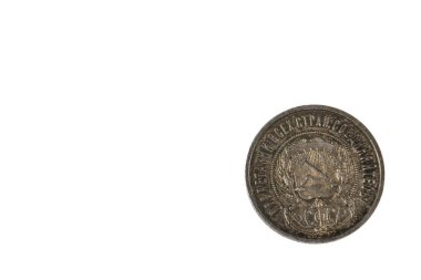 1922 'den kalma eski gümüş Sovyet sikkelerine yakından bakın. Numismatik konsept. İsveç.