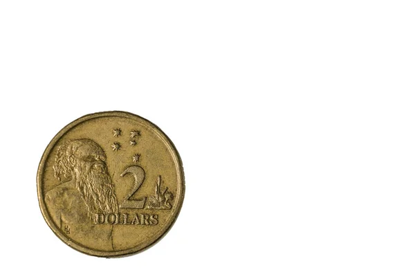 Vista Cerca Moneda Australiana Dos Dólares 1988 Concepto Numismático —  Fotos de Stock