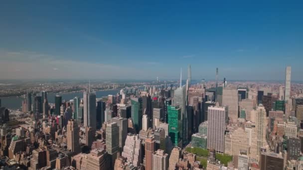 Beautiful Aerial View Skyscrapers Backdrop Landscape Hudson River Manhattan New — Stockvideo