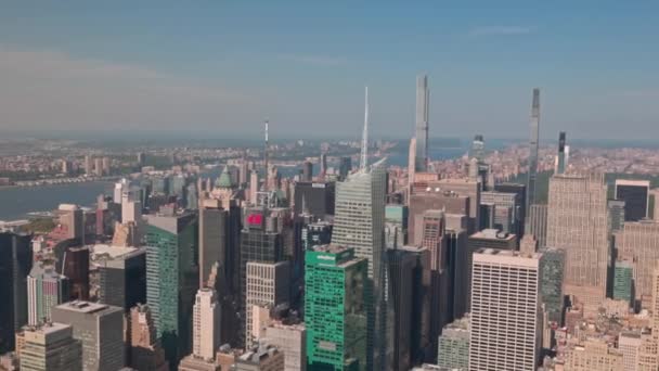 Krásný Letecký Pohled Budovy Pozadí Krajiny Řeky Hudson Manhattanu New — Stock video