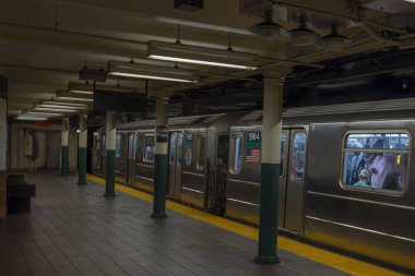 Interior view of New York city Subway. New York. USA. 09.22.2022.