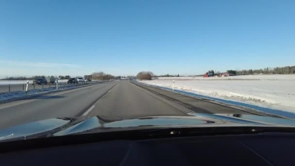 Schöne Aussicht Vom Auto Auf Die Autobahn Mit Fahrenden Autos — Stockvideo