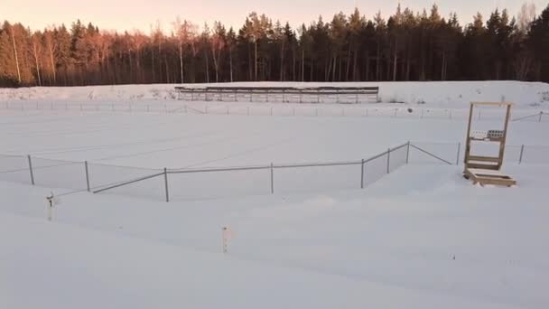 Uitzicht Het Lokale Stadion Voor Biatlon Competitie Zweden Europa — Stockvideo