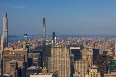 New York 'un Manhattan gökdelenlerinin muhteşem manzarası. ABD. New York. 