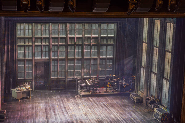 Beautiful interior view of theater before performance. Broadway. New York. USA. 09.21.2022.