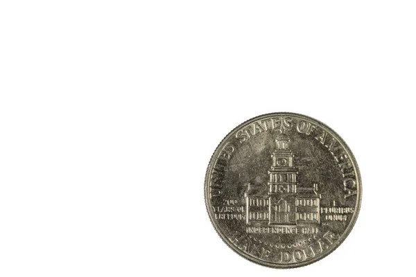 Närbild Gamla Baksidan Hälften Usa Dollar Mynt Från 1976 Isolerad — Stockfoto