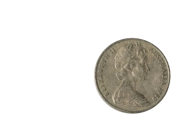 Närbild Gamla Baksidan Mynt Australiska Tjugo Cent Mynt Daterad 1980 — Stockfoto