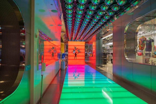Krásný Výhled Barevné Osvětlené Podlahy Obchodě Beatles Kasinovém Hotelu Las — Stock fotografie