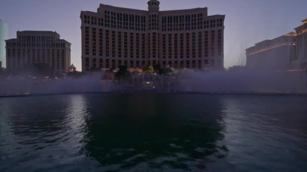 Prachtig Uitzicht Hotel Casino Bellagio Strip Las Vegas Tegen Zonsondergang — Stockvideo