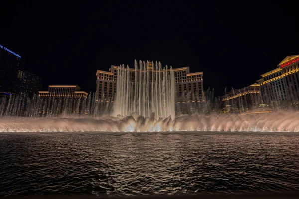 Gyönyörű Kilátás Nyílik Las Vegas Nevezetességeire Éjjel Stripen Kilátással Bellagio — Stock Fotó