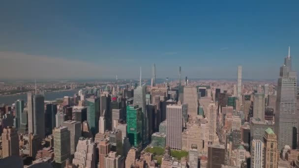 Prachtig Uitzicht Tot Beneden Met Van Empire State Building Wolkenkrabbers — Stockvideo