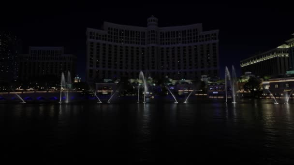 Beautiful View Sights Las Vegas Night Strip Overlooking Fountains Bellagio — 비디오