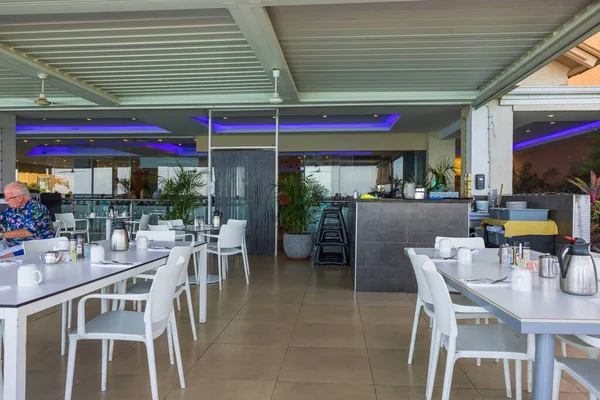 Närbild Interiören Syn Utomhus Hotell Restaurang Och Människor Aruba Västindien — Stockfoto