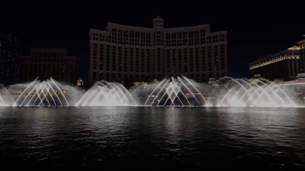 라지오 호텔의 분수가 내려다 보이는 모양의 라스베이거스의 아름다운 라스베가스 — 비디오