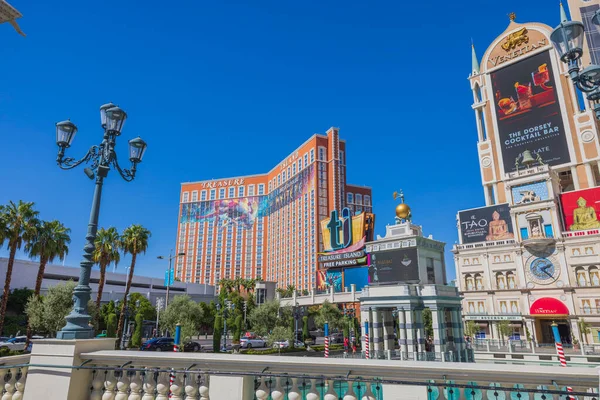 Prachtig Uitzicht Casino Hotels Treasure Island Venetiaans Zonnige Zomerdag Verenigde — Stockfoto