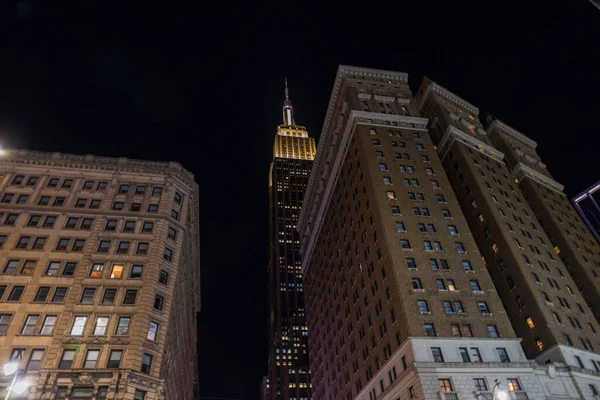 Belle Vue Sur Ville Nocturne Des Sommets Empire State Building — Photo