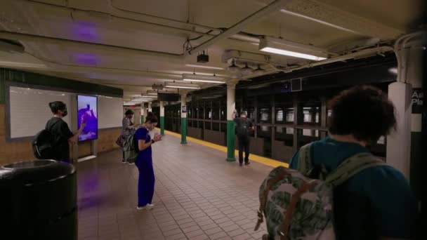 Interieur Uitzicht Metro Van New York Naar New York Verenigde — Stockvideo