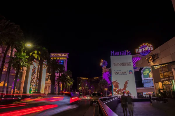Vista Nocturna Del Paisaje Urbano Las Vegas Magníficos Trazadores Colores — Foto de Stock
