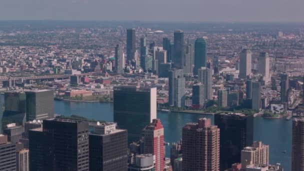 Bela Vista Panorâmica Deck Observação Empire State Building Rio Hudson — Vídeo de Stock