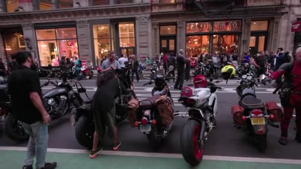 Pertemuan Pengendara Motor Broadway New York Usa — Stok Video