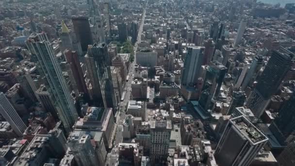 Gyönyörű Kilátás Nyílik Légi Panoráma Felhőkarcolók Táj Manhattan New York — Stock videók