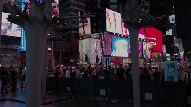 Όμορφη Νυχτερινή Θέα Της Πόλης Της Νέας Υόρκης Θέα Μανχάταν — Αρχείο Βίντεο