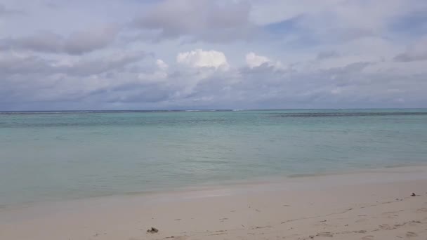 Piękny Widok Białą Piaszczystą Plażę Turkusową Wodą Oceanie Indyjskim Malediwach — Wideo stockowe