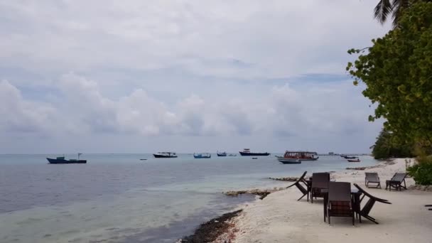 Чудовий Вигляд Території Ресторану Берегах Індійського Океану Прибережної Зони Припаркованими — стокове відео