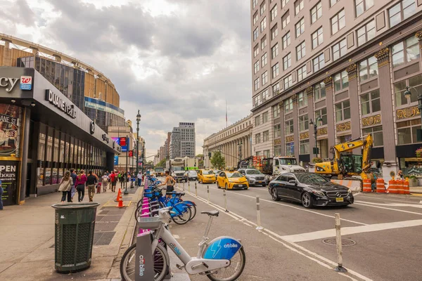 Vue Sur Rue Manhattan Avec Location Vélos Citi Parking New — Photo