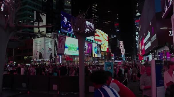 Prachtig Uitzicht Time Square Broadway New York Met Wandelende Mensen — Stockvideo