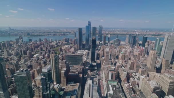 Manhattan Hudson Nehrinin Gökdelenlerinin Panoramik Manzarası New York Abd — Stok video